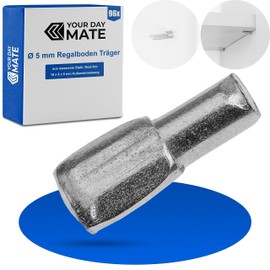 Shelf Support Pins D5, Pack of 96, Floor Support for Diameter 5 mm Drill Holes, with 11 x 8 mm Support Surface, Made of Solid Steel, Rust-Free, Shelf Holder, Shelf Support Furniture, Shelf Supports