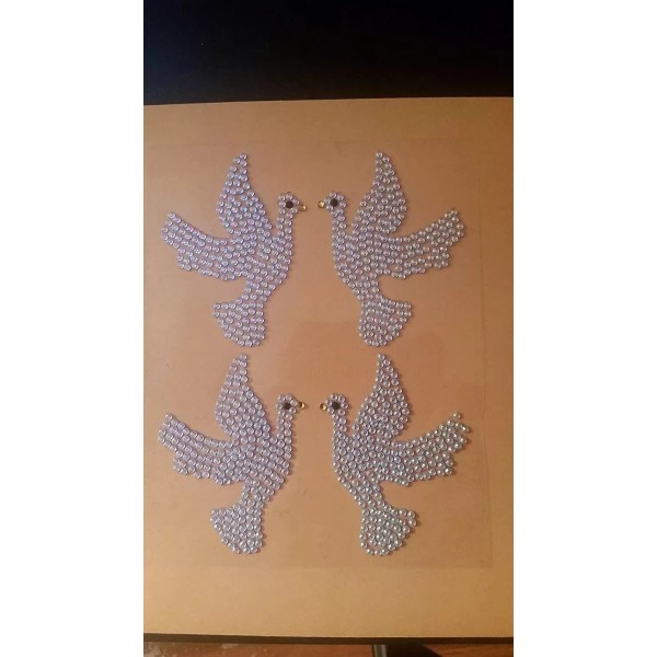 DIY CraftbuddyUS CB077 4 Self Adhesive Rhinestone AB Clear DOVE