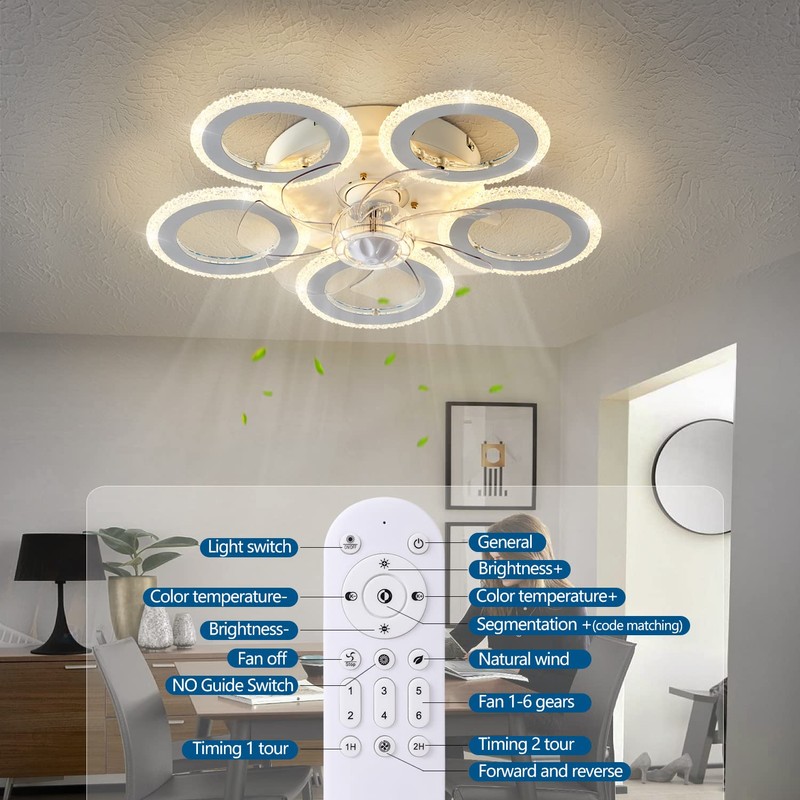 Dalouguan Modern Ceiling Fan with Light, 20" Personality Geometric Ceiling