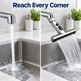 Rotatable 3-Mode Waterfall Faucet Extender – Adjustable Sink Sprayer Nozzle for Kitchen & Bathroom