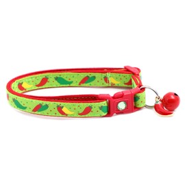 Pepper Cat Collar - Safety - Breakaway - Charm and Bell - Pugs2Persians (Large(10lbs & Up), Green)