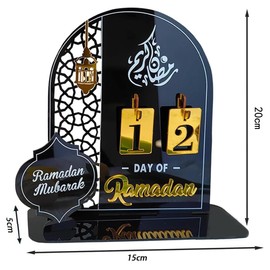 Ramadan Advent Calendar,Countdown Calendars,Holiday Countdown Calendar, for Indoor,Tabletop Decoration,Home Decoration Desktop Ethnic Style Ornaments (Black)