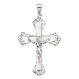 Sterling Silver Crucifix Cross Pendant Necklace with Polished INRI Charm and Detailed Jesus for Men and Women Spiritual Religious Jewelry Faith Symbol Christian Necklace Ornate Sacred Baroque Design