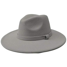 Mrlahat Women and Men Flat Wide Brim Warm Felt Fedora Hat Retro Style Panama Hat (Gray)
