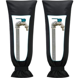 Frienda Outdoor Faucet Cover for Winter Freeze Protection 25 x 10 Outdoor Long Faucet Cover Socks for Winter Waterproof Insulated Spigot(Black,2)