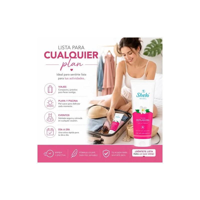 Crema Depiladora Shelo Nabel Piel Sensible 250ml Bikini