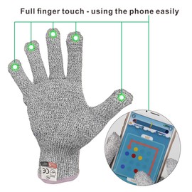 Kim Yuan Touch Screen Cut Resistant Kitchen Safety Gloves High Performance Food Grade Level 5 Protection,Hand safety for Oyster Shucking, Fish Fillet Processing, Meat Cutting XL 1 Pair