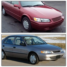 DWVO Headlight Assembly Compatible with 1998 1999 2000 Corolla Headlamps Replacement Chrome Housing with Signal Lights