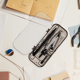 Operitacx Math Geometry Kit with Drawing Compass Mechanical Pencil Eraser Protractor Rulers Measuring Tools for Student and Engineering Drawings