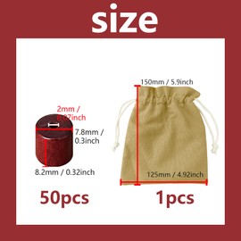 ONEBO 50 Pcs Sandalwood Barrel Bead, Natural Sandalwood Beads, 8.2x7.8mm, Wood Beads, Suitable for Bracelet DIY, Jewellery Making,Furniture Decoration,Includes 150x125mm Drawstring Pocket