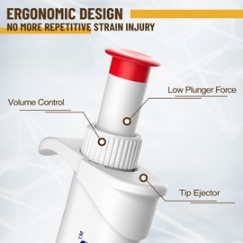 4E's USA Pipette - 100-1000μl Micropipette, Adjustable Volume Pipette with Autoclavable Lower Portion, Universal Tip Cone Single Channel Pipettes, Laboratory ISO 8655 Calibrated Pipettor