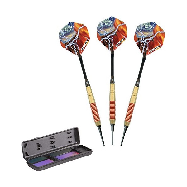 Elkadart Storm Soft Tip Darts with Storage/Travel Case, Red Rings, 16 Grams