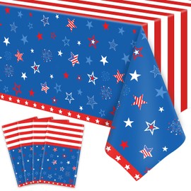 4 Pack Blue Patriotic Tablecloth 4th of July Tablecloth Patriotic Decorations American Flag Party Table Cloth Patriotic Themed Party Supplies Memorial Party Decorations 86 x 51 in
