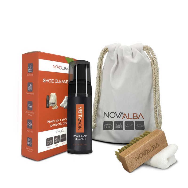 NOVAALBA Novalba Shoe Cleaner Kit, 5 fl oz Foam Solution,