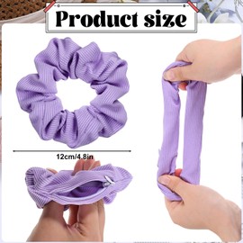 4pcs Scrunchie Zipper ScrunchieHidden Pocket Scrunchie, Pocket Scrunchies Hair Ties with Hidden Zipper, for Hide Money,Elastic Hair Ties Ponytail Holder Accessories