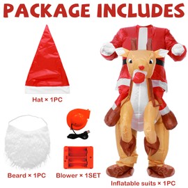 SERTAS Inflatable Christmas Santa Claus Suit with Christmas Candy Cane for Adult,Christmas Fancy Dress,Xmas Fancy Dress Costume Santa Suit (B)