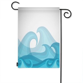 Moslion Wave Garden Flag Marine Ocean Sea Aqua Nautical Waves Flags Double-Sided Banner Welcome Yard Flag Outdoor Home Decor. Lawn Villa 12x18 Inch Gradient Blue