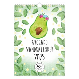 Mr. & Mrs. Panda A4 Wall Calendar 2025 Avocado Collection - Gift, Kitchen Calendar, Appointment Planner, Yearly Calendar, Vegan, Veggie, Calendar with