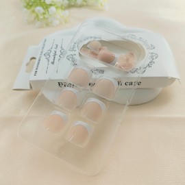 Press on Toenails for Women White French Tips Short Toe Nail Press ons Square Glossy Fake Toe Nails Beach Acrylic False Artificial Glue on Toenails Summer Stick on Toe Nails 24 Pcs