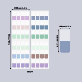 AccEncyc 960 Pcs Colored Index Tab 0.5"x1.1" Large Book Sticky Tabs Repositionable Page Tabs Flags Page Markers Labels for Notebooks, Filing, Classification,12 Colors