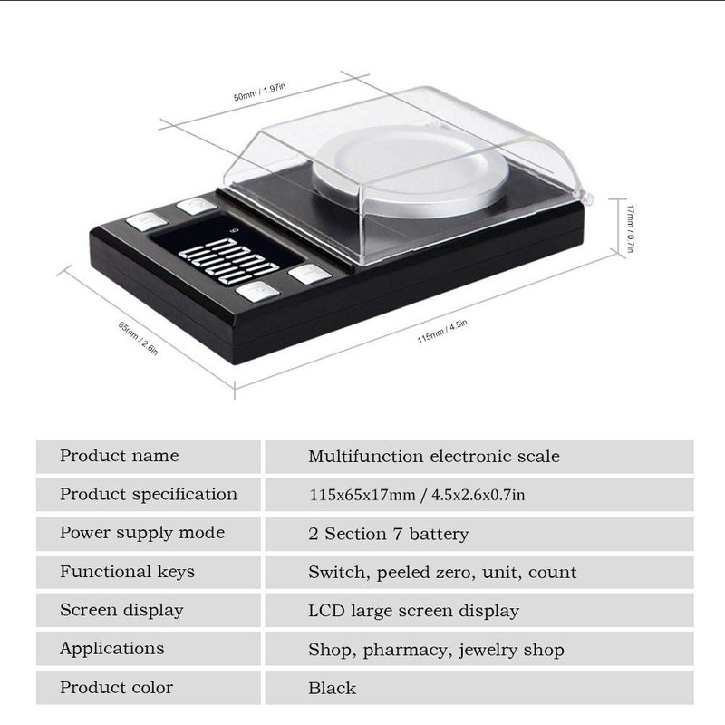 Digital Electronic Scale, 0.001g High Precision Portable Mini LCD Digital