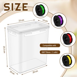 Kritkin 2 Pcs Filament Storage Box for 3D Printer 10 x 9 x 6 Inches Filament Storage Container Bin Dryer Box with Reusable Desiccants Total 10 Ounce