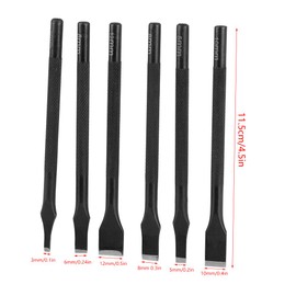 6PCS Metal Leather Punch Set Leather Straight Slot Punch DIY Craft Hand Work Tool with 3mm/5mm/6mm/8mm/10mm/12mm Straight Puncher
