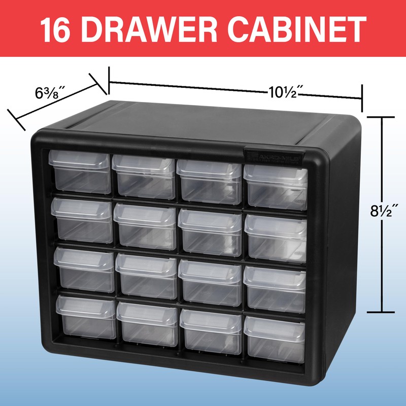 Akro-Mils 16-Drawer Plastic Drawer Storage Cabinet for Garage Organization, Beads,