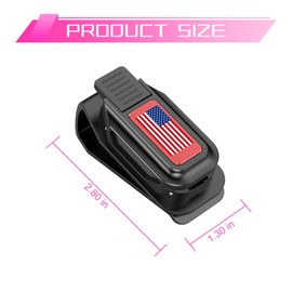 HZEL Sunglasses Holders for Car Sun Visor, Magnetic American Flag Auto Glasses Ticket Card Hanger Clip, Patriotic Vehicle Interior Eyeglass Mount Accessories, Universal for SUV Truck (Black/Red)
