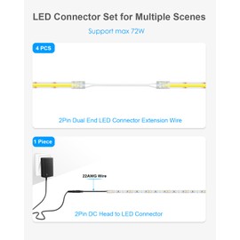 ALITOVE LED Strip Connector Set for 8 mm Wide COB LED Strip 2835 3528 SMD LED Strip Connector LED Corner Connector Solderless Terminal Extension Connections