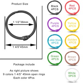 Keychains or Key Rings, 1.8inch (45mm) Loose Leaf Binder Rings for Key Chains, Card Rings, Clip Rings for Book Rings, School, Home or Office (36Pcs)
