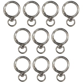 NSKR-035 Round Carabiner with Swivel Can 1.1 inches (27 mm) [Silver] Silver 10 Pieces Key Ring Ring Round Key Ring Round Key Chain Glitter Puffy Round