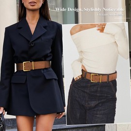 XZQTIVE Women Wide Belt for Dresses Chunky Fashion Suede Belts with Gold Buckle