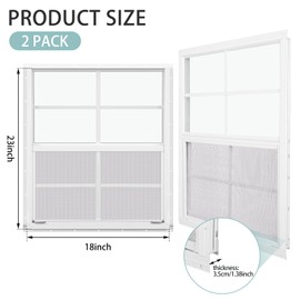 Tandefio 2 Pcs 18'' x 23'' White Shed Window Transom Windows for Chicken Coop with Tempered Glass and Screen Household Windows with Vertical Slider and Screws for Mobile Home Sheds Barns