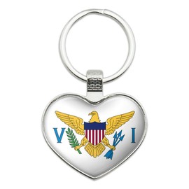 GRAPHICS & MORE Virgin Islands US Territory Flag Keychain Heart Love Metal Key Chain Ring