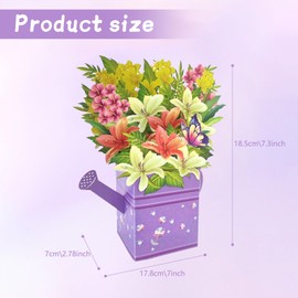 SANTUO 1 Pack Pop Up Bouquet Flower Card 3D Paper Flowers Birthday Card Get Well Soon Card for Next Day Delivery Flower Greeting Card for Mother’s Day Valentine’s Day Thank You