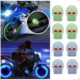 ANKIA Prank Skull Valve Stem Cover, Universal Skull Prank Type Tire Caps,Funny Luminous Tire Valve Cover Dust Cover for Car, Off-Road Vehicle, Bicycle,Bike, Motorcycle,SUV (Skull 4Pcs Green&4Pcs Blue)