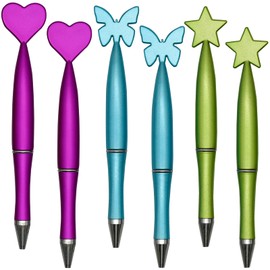 Maydahui 12 PCS Retractable Butterfly Heart Star Ballpoint Pen Cute Kawaii Pens Business Pen Black Ink for School Office Party
