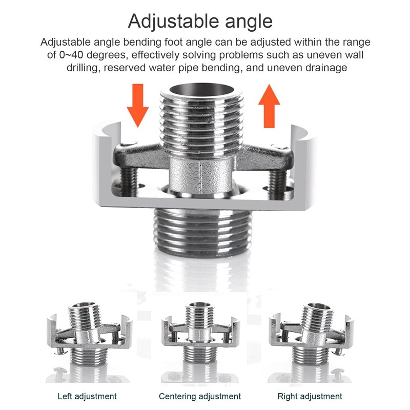 0XBIT Short Shower Tap Adaptor, Adjustable Angled Bent Base, Angled