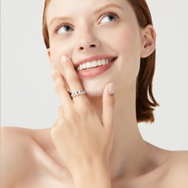 Miabella Italian 925 Sterling Silver or 18K Gold Plated Bead Ball Stackable Ring for Women/Made in Italy (Sterling Silver, Size 10)