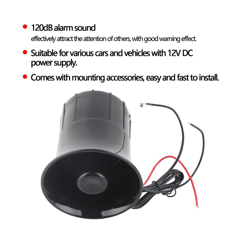 50W 120dB Car Loud Horn 6 Sounds Emergency Warning Alarm