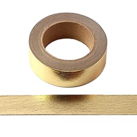 Syntego Solid Foil Washi Tape Decorative Self Adhesive Masking Tape 15mm x 10 Meters (Gold) | Syntego