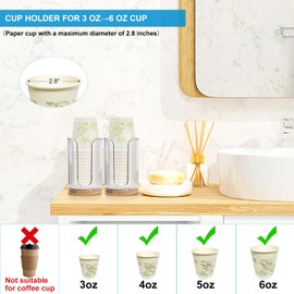 Large Bathroom Cup Dispenser - 2 Pack PC Plastic and Bamboo for Dixie 3oz 5oz 6oz Bathroom Cups Holder, Vanity Countertops, Bathroom, Kitchen, and Dining Room(Transparent)