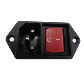 daier IEC Built-in Plug C-14 with Switch IEC Socket Installation Coupling Socket Plug 250 V AC 10 A, Connections: Solder or Plug Connection 4.8 mm (Coupling Type 2)