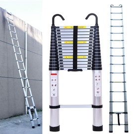 Telescoping Ladder, 20.3FT Telescopic Extension Ladder with 2 Detachable Hooks, Aluminum Folding Ladder Portable Multi-Purpose for Indoor Outdoor Work, Heavy Duty 330 lbs Load