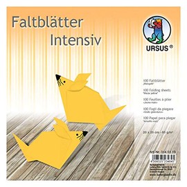 Ursus 3145119 Folding Sheets Plain Intensive Corn Yellow Approx. 20 x 20 cm 65 g/m² 100 Sheets Made of Poster Paper Coloured for Small and Large Origami Artists Ideal for Versatile Crafts