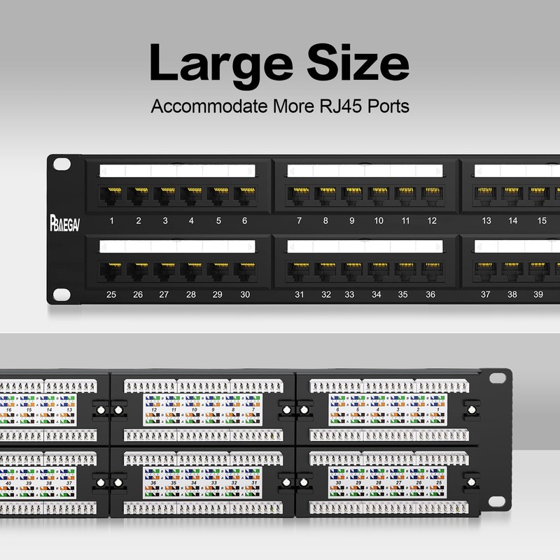 Patch Panel 48 Port Rackmount Cat6 2U Network Patch Panel