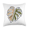 Monstera Leaf Monstera Deliciosa Pastel Line Art Throw Pillow