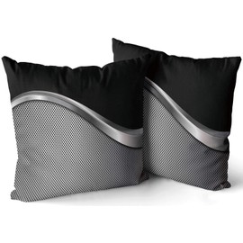 TBUFYU Throw Pillow Cover Silver and Black Metallic Decorative Pillowcase Cushion Case Double Sided Design Printed Square 16X16 Inch Set of 2