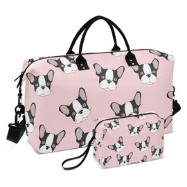 Large Travel Bag, French Bulldog Pink Weekend Travel Bag for Men and Women, Luggage Bag with Trolley Cover, Airplane Travel Essentials for Flying, #06, One Size, Fashion, #06